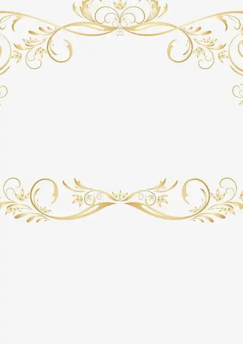 复古金色花边边框矢量