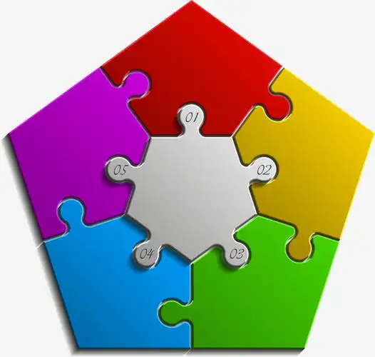 创意多彩拼接五边形