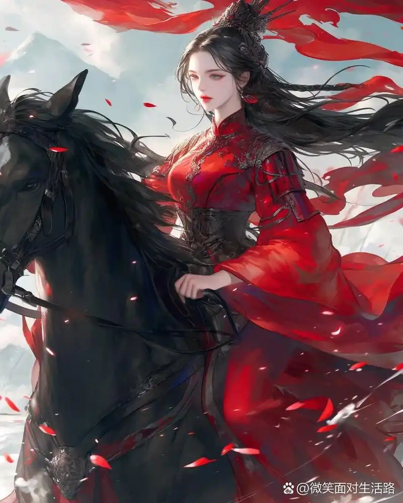 古风商用|为国浴血奋战的绝美女将军 古风女将人物插画分享