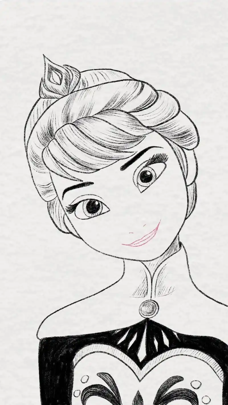铅笔画速写 打底稿,艾莎公主.艾莎选择隐居后,冰力不再有限制 - 抖音