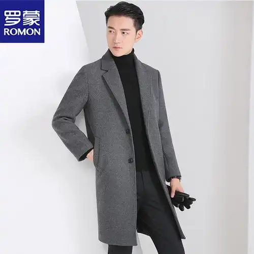 罗蒙羊毛呢大衣男中长款秋冬季加棉韩版外套男士商务休闲呢子风衣视频