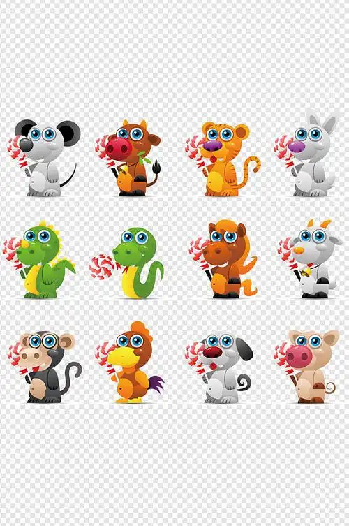 儿童房卡通动物装饰画立即下载十二生肖免扣元素儿童房卡通动物装饰画