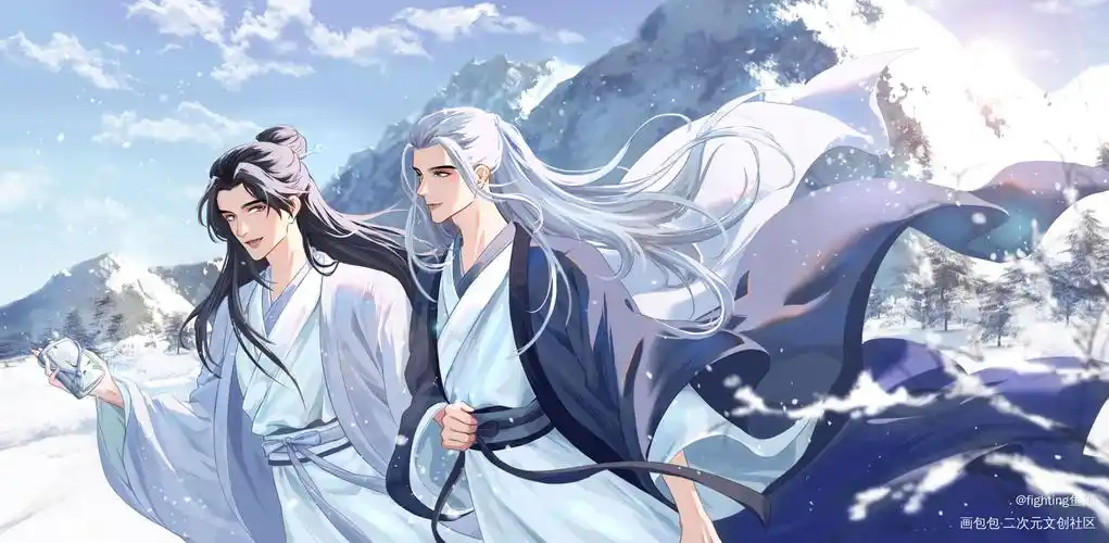 "千山暮雪,只影不再."_山河令温周插画绘画作品