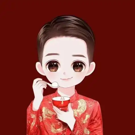 红色衣服可爱情侣头像