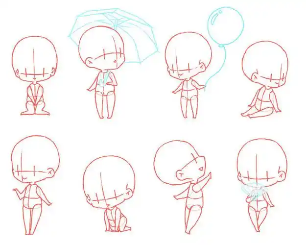 绘画参考#q版人物动态 by.ひいずみ