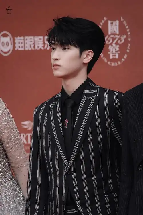 严浩翔北影节条纹西装造型