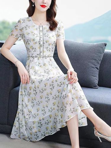 恒源祥雪纺碎花连衣裙30-40岁女人时尚穿搭中年女装夏装显瘦气质裙子