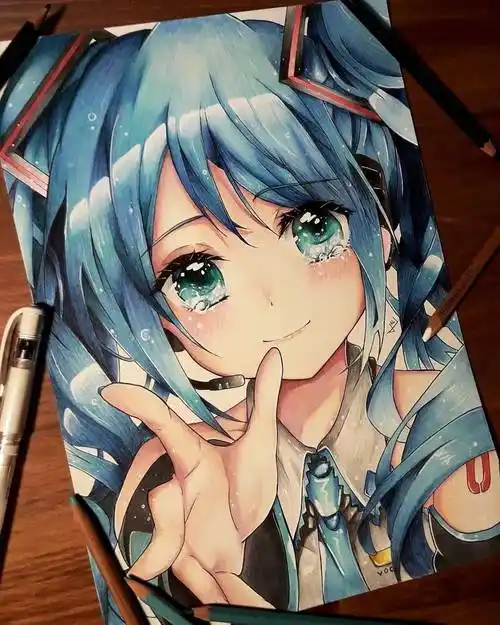 用彩铅画的动漫少女超酷的手绘动漫人物画女生步骤图