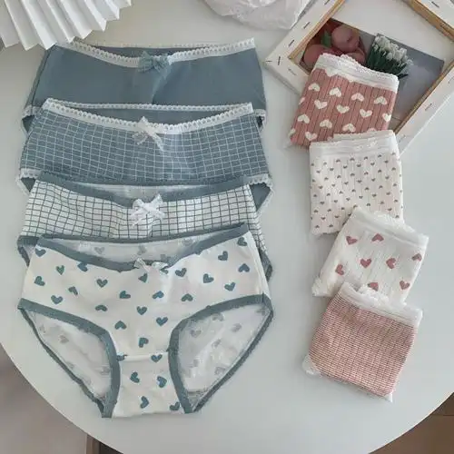 爱心甜美学生少女性感内裤女士舒适透气中腰三角裤打底裤裤子