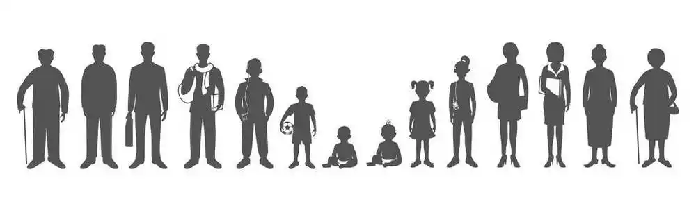 从婴儿到老人的男女一代照片