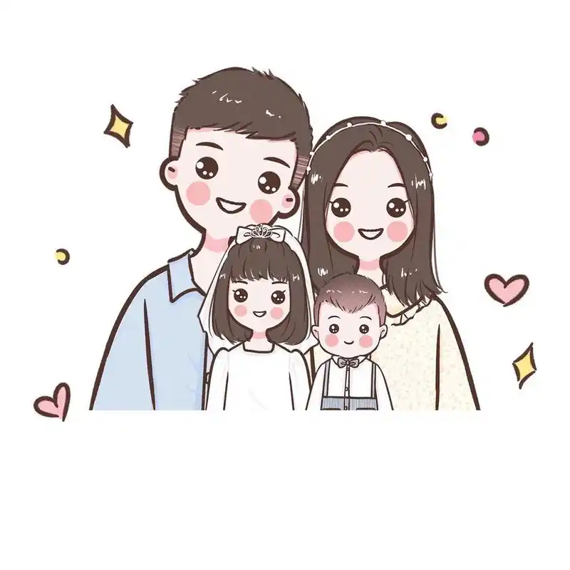 满满的幸福感7815 一家三口四口卡通头像 亲子漫画脸制作 全家福