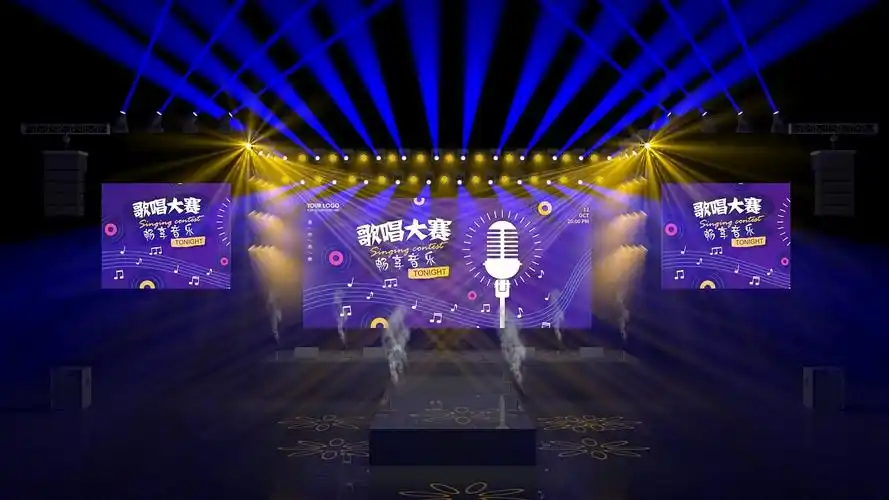 青少年歌唱大赛舞美设计|空间|舞台美术|猫与雨 - 原创作品 - 站酷