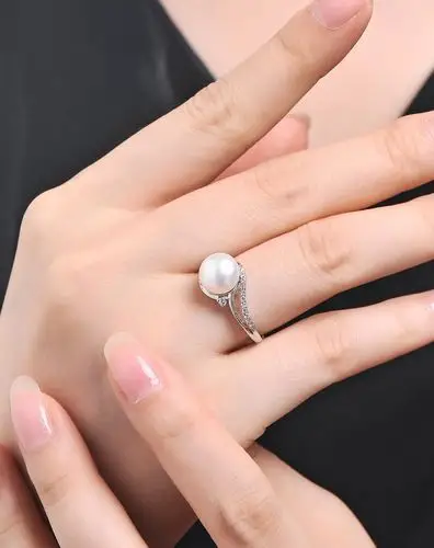 8.5-9mm天然淡水白珍珠戒指(附国检证书)