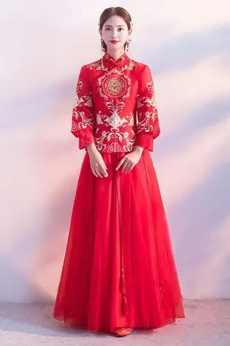 婚纱2017新款红色古装