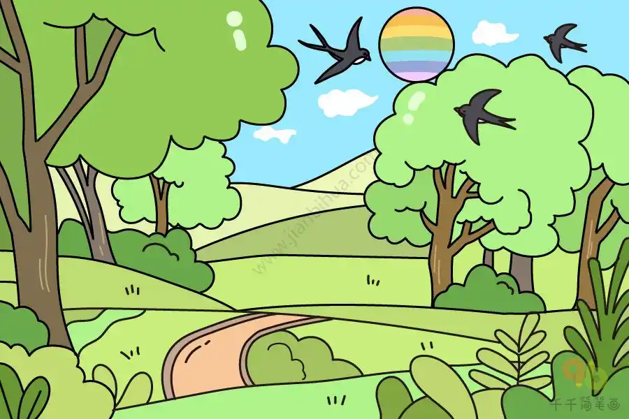 小学语文课文配画春天简笔画