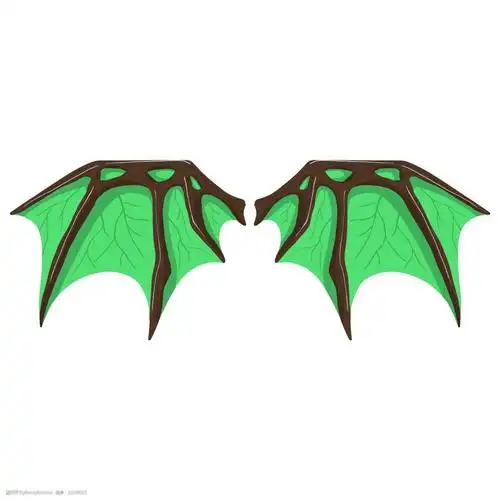 绿色的翅膀 邪恶的翅膀 卡通插画 手绘翅膀插画 恶魔之翼插画 魔族的