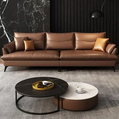 新款意式极简真皮沙发现代简约小户户型直排三人位北欧皮艺沙发