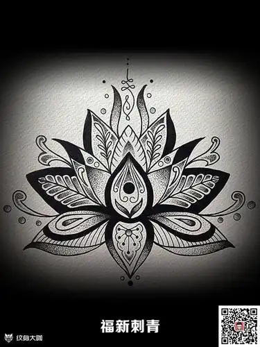 莲花荷花手稿_纹身图案手稿图片_千针的纹身作品集