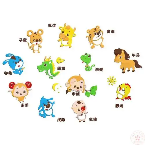卡通3d立体十二生肖贴纸儿童贴画幼儿园环创材料墙贴