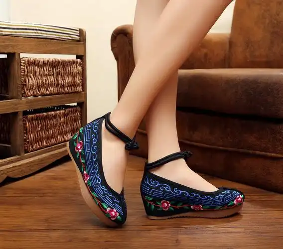 2016新款 老北京绣花布鞋女单鞋民族风刺绣中国文化 黑色 37