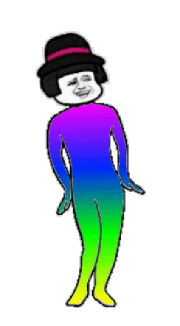 彩虹版蘑菇头跳舞动图