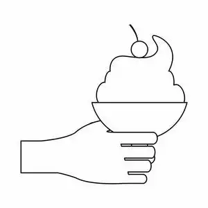 手拿冰淇淋杯子黑和白色照片