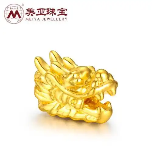 美亚珠宝3d硬金足金龙本命年生肖转运珠黄金手链龙头红绳手链
