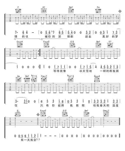 长腿叔叔吉他谱c调原版弹唱六线谱高清图片谱袁娅维