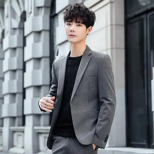 休闲小西装外套修身韩版潮流男士新郎西服套装痞帅气商务正装一套