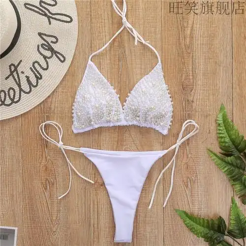 cclove度假泳装比基尼性感三点式泳衣女夏2022新款小胸聚拢ins风欧美