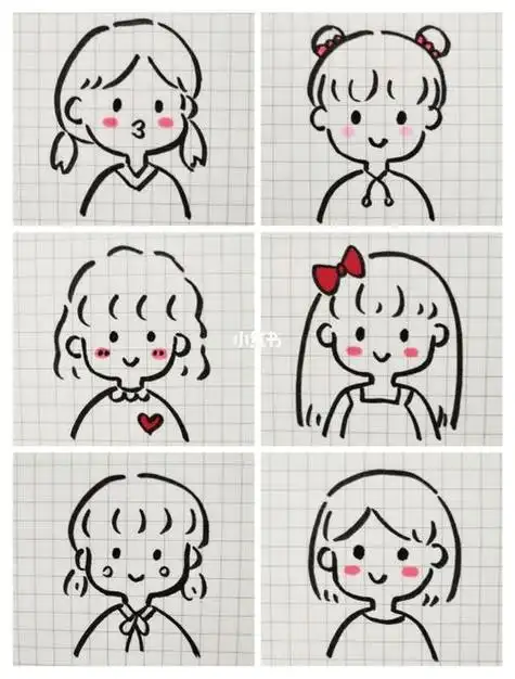 萌系可爱少女简笔画简笔画人文绘画