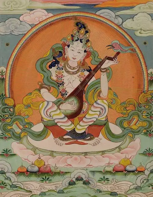 1600十九世纪妙音天女唐卡