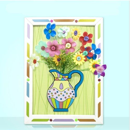 儿童手工diy纽扣画相框立体益智创意画纽扣艺术插花diy手工材料包