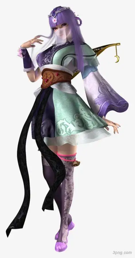 戴面纱紫色头发动漫女孩