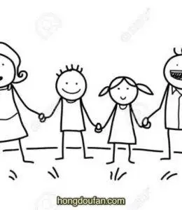 一家四口手拉手简笔画大全!铅笔人简单画