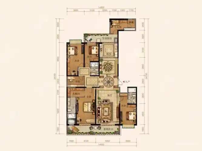 俊发盛唐城 大户型 5室2厅  精装 北辰大道 财富中心