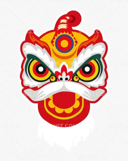 卡通涂鸦醒狮头简笔画