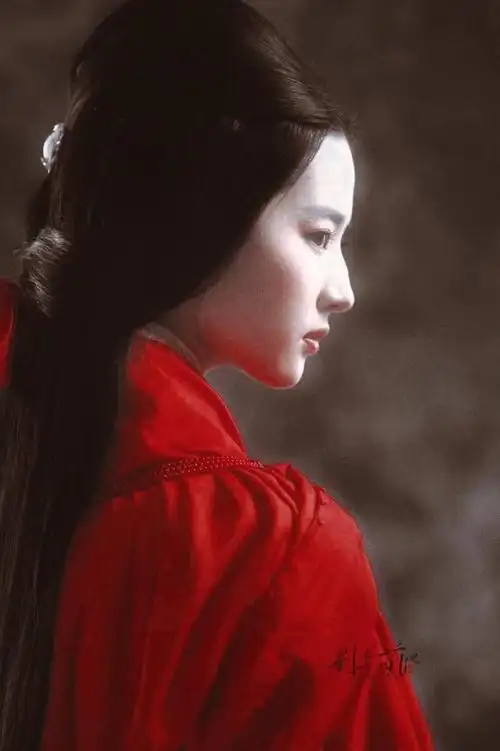 华丽高雅的红宝石耳饰,修饰出刘亦菲古典柔美的鹅蛋脸,侧脸轮廓真的有