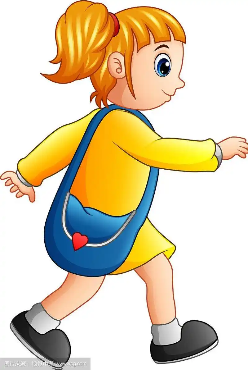 女学生卡通行走