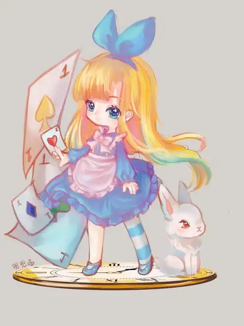 爱丽丝 第一次尝试厚涂q版-兜兜喵qwq