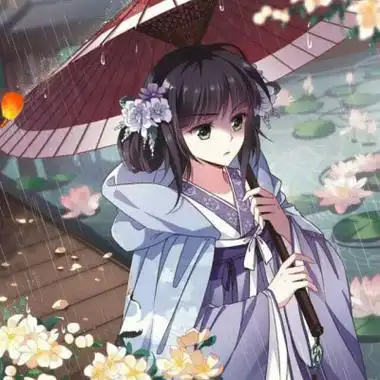 女生古风头像撑伞 真人和动漫打伞的唯美头像