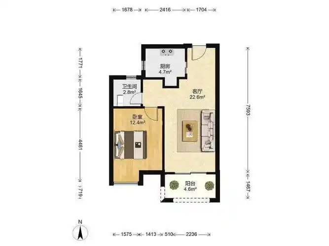 关山大道珞喻路泛悦城67平一室一厅一厨一卫200万精装修已售