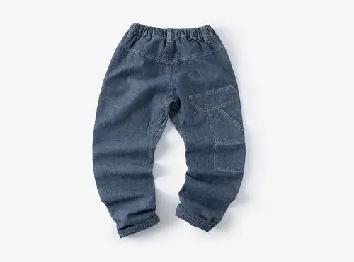 双面竹节牛仔长裤童装裤子静物白底产品拍摄图|摄影|产品摄影|广州摄
