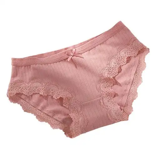 内裤女蕾丝边纯棉抗菌无痕少女日系都市中腰透气提臀女生丽人学生