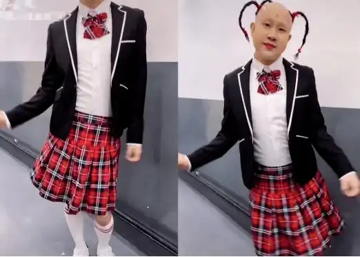 40岁白凯南豁出去了穿女装扎3根辫子动作婀娜让人忍俊不禁