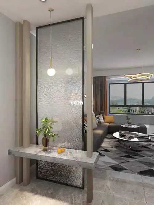 入户门正对客厅屏风隔断布局设计方案效果图