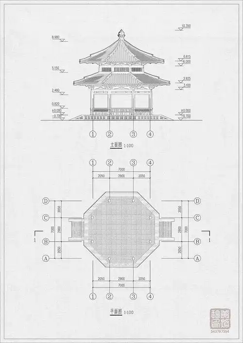 唐风亭重檐八角亭
