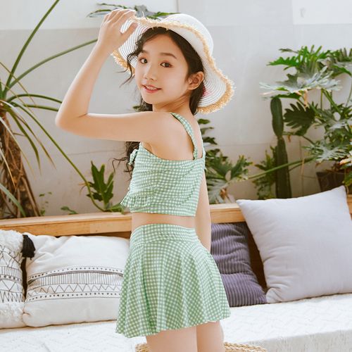 女童泳衣中小童时尚11岁女孩分体两件件套清新儿童泳衣