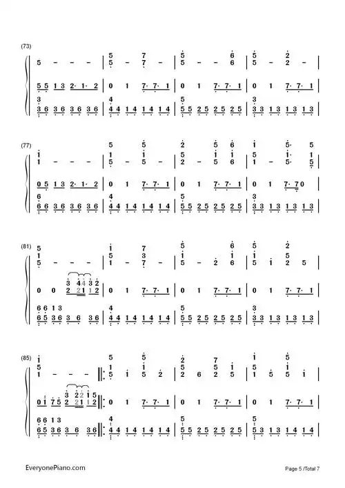undertale-undertale theme双手简谱预览5