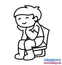 幼儿坐小椅子简笔画